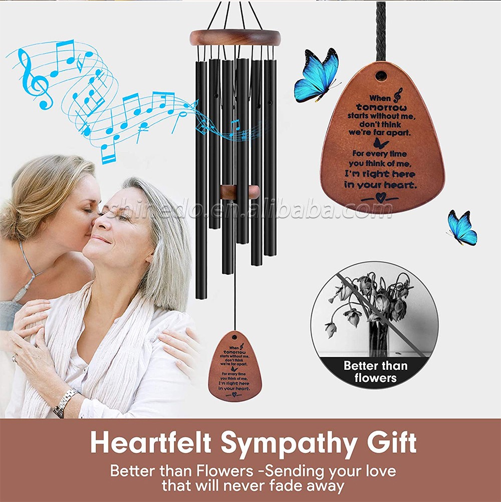 Custom Aluminum Windchimes Bereavement Gifts Outdoor 28/32 Inch Sympathy Memorial Wind Chimes With Box