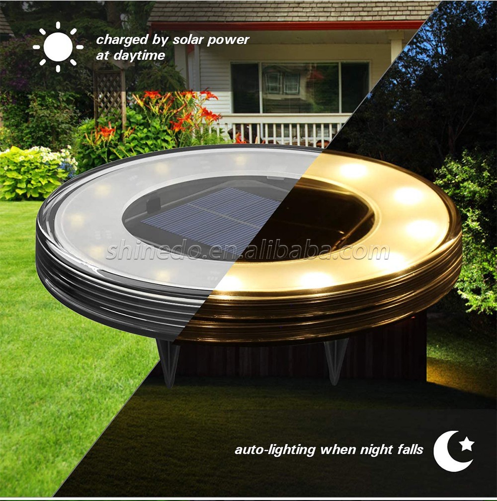 Solar Ground Lights, 12 LED Solar Disk Lights Upgraded Lights for Lawn Pathway Yard Deck Patio Walkway