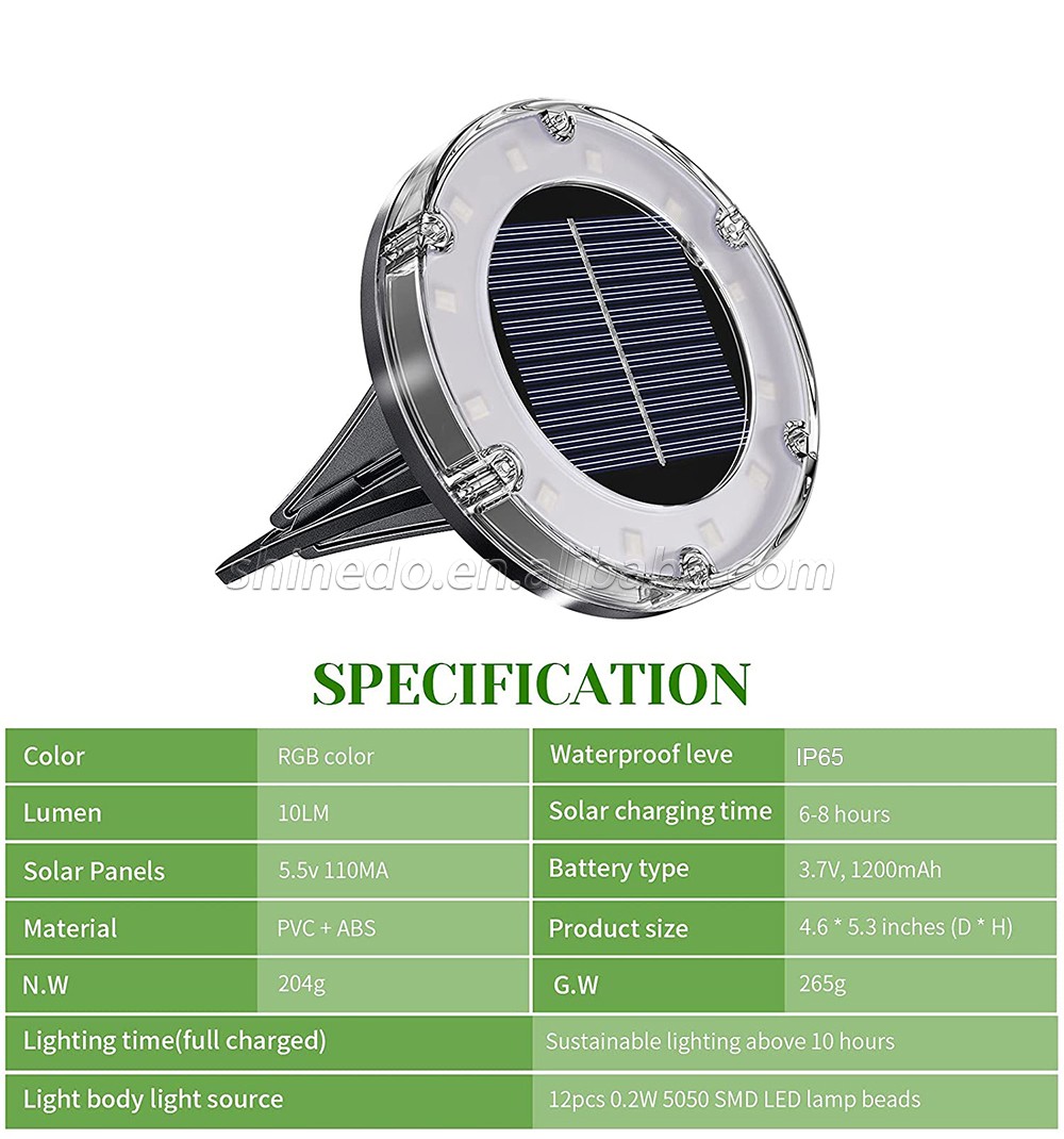 Shinedo Solar Ground Light Outdoor Multi Color Solar Garden Light IP65 Waterproof Landscape Light for Yard and Driveway