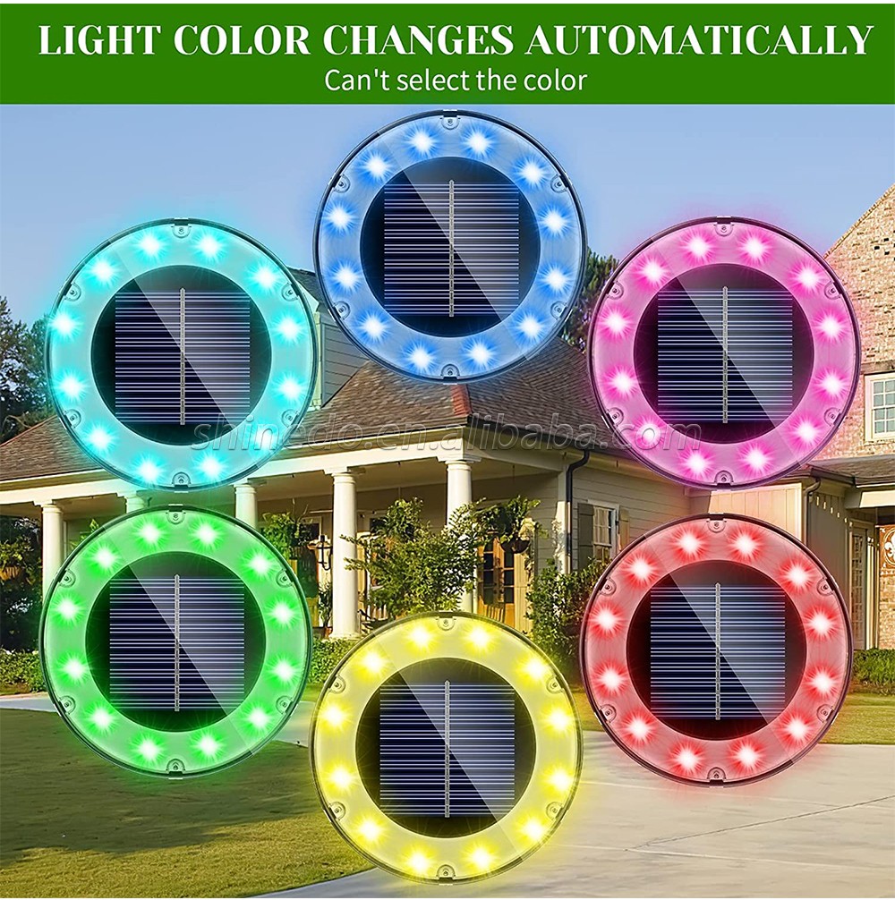 Shinedo Solar Ground Light Outdoor Multi Color Solar Garden Light IP65 Waterproof Landscape Light for Yard and Driveway