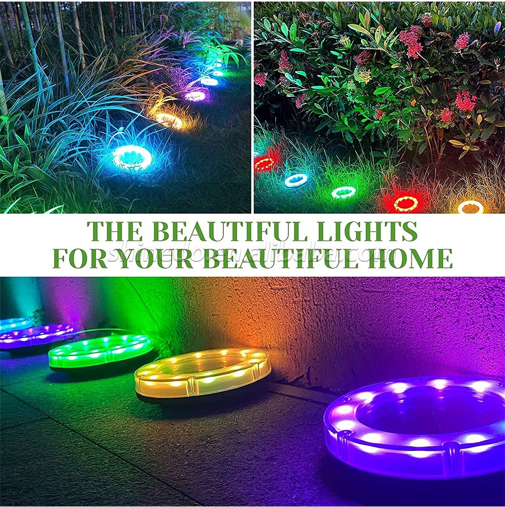 Shinedo Solar Ground Light Outdoor Multi Color Solar Garden Light IP65 Waterproof Landscape Light for Yard and Driveway