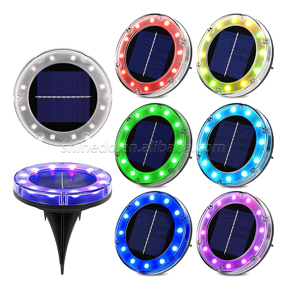 Shinedo Solar Ground Light Outdoor Multi Color Solar Garden Light IP65 Waterproof Landscape Light for Yard and Driveway