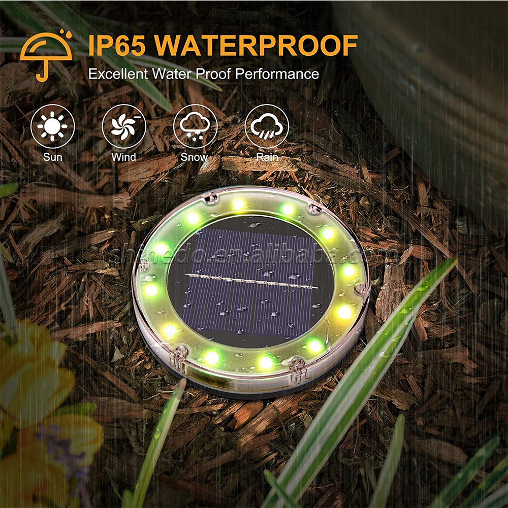 Shinedo Solar Ground Light Outdoor Multi Color Solar Garden Light IP65 Waterproof Landscape Light for Yard and Driveway