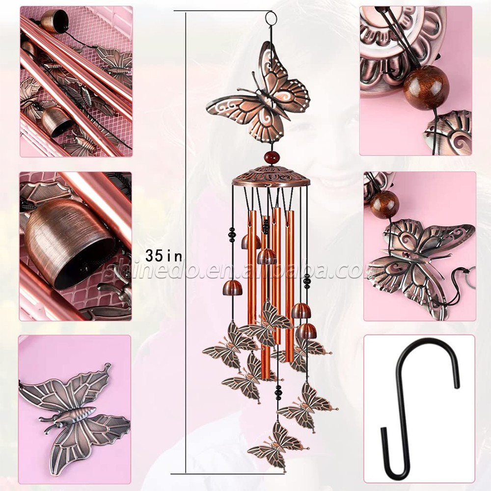 Metal Decor Gift Memorial Butterfly Wind Chimes Outdoor