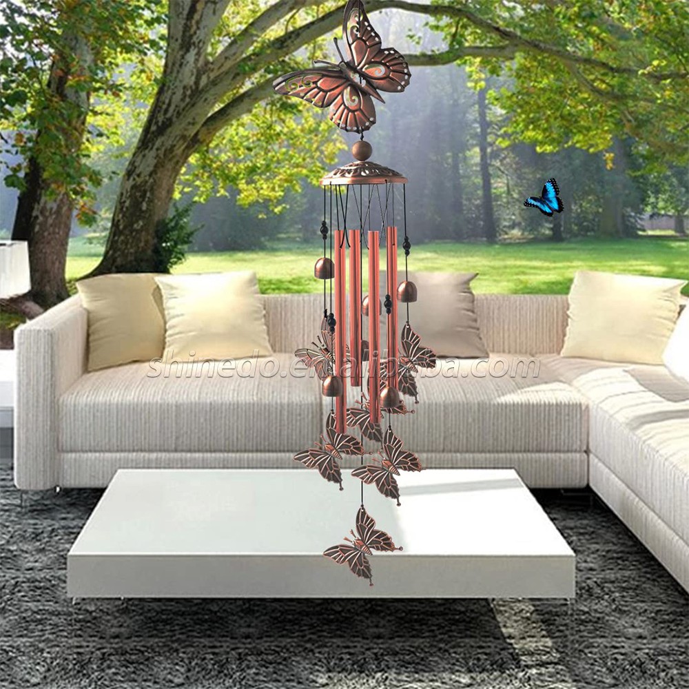 Metal Decor Gift Memorial Butterfly Wind Chimes Outdoor