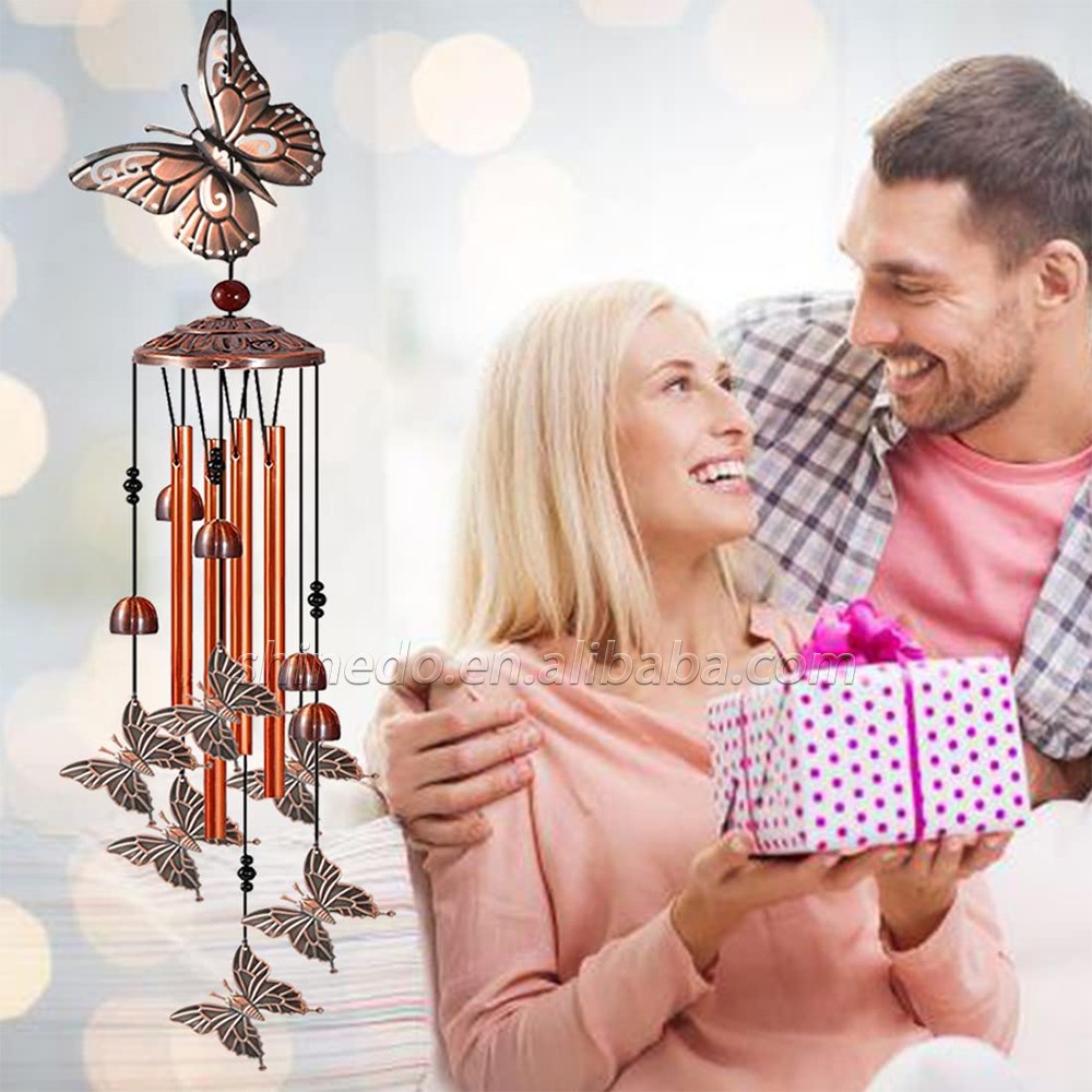 Metal Decor Gift Memorial Butterfly Wind Chimes Outdoor