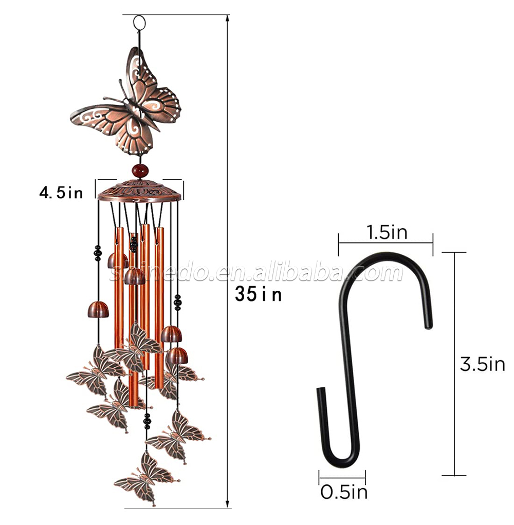 Metal Decor Gift Memorial Butterfly Wind Chimes Outdoor