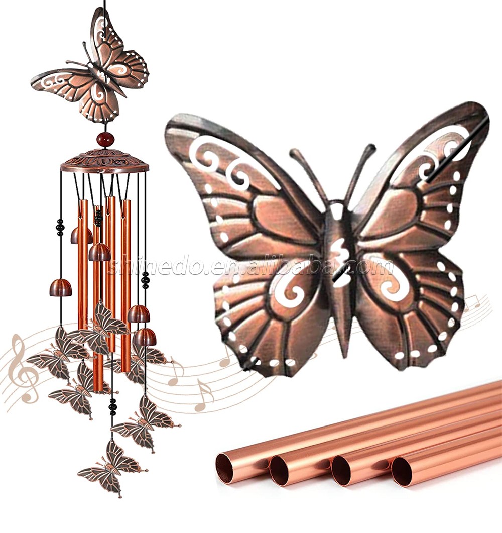 Metal Decor Gift Memorial Butterfly Wind Chimes Outdoor