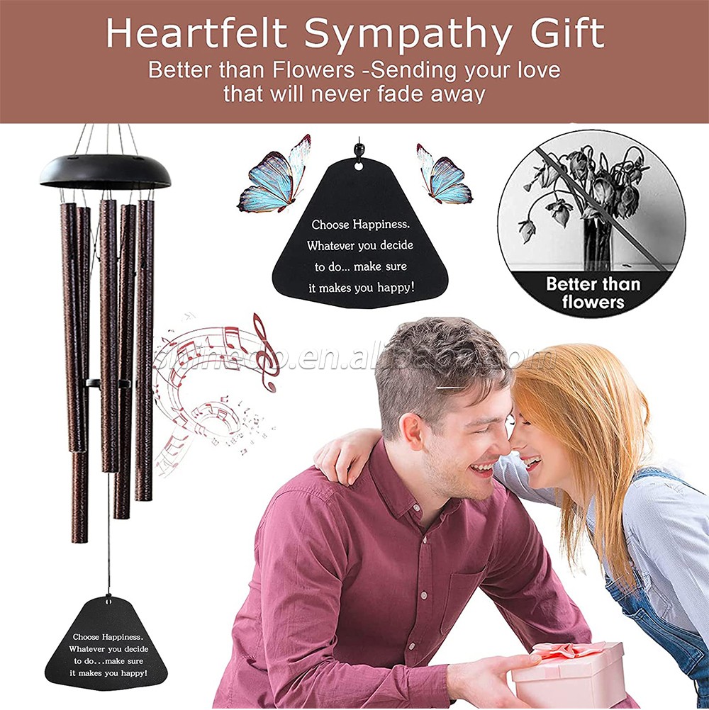 Sympathy Memorial Wind Chimes for Loss of a Loved One Outdoor Aluminum Tubes Windchimes for Outside Deep Tone