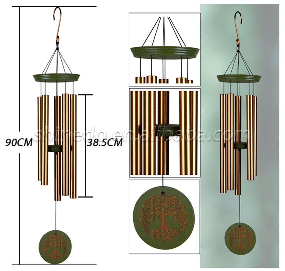 36 Inch Tree Engraving Memorial Wind Chime Outdoor Garden Decoration Wind Chime with Deep Tone for Loss of Loved One