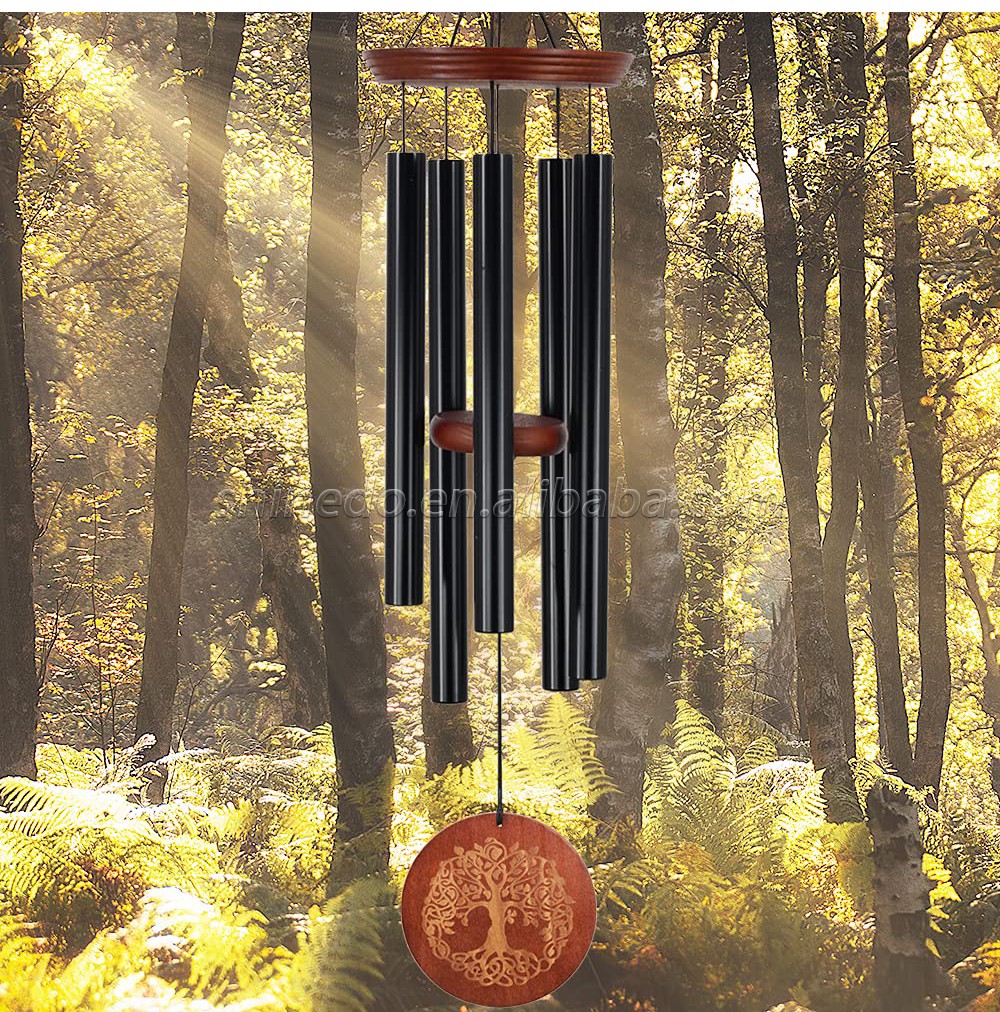 36 Inch Tree Engraving Memorial Wind Chime Outdoor Garden Decoration Wind Chime with Deep Tone for Loss of Loved One