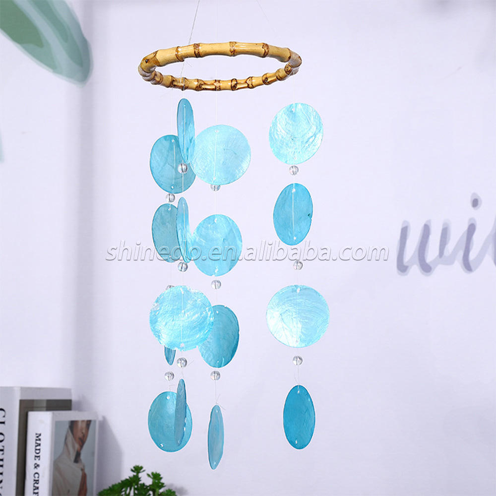 Garden Sea Home Decor Balcony Gift Outdoor Hanging Capiz Shell Handmade Wind Chime Sun Catchers