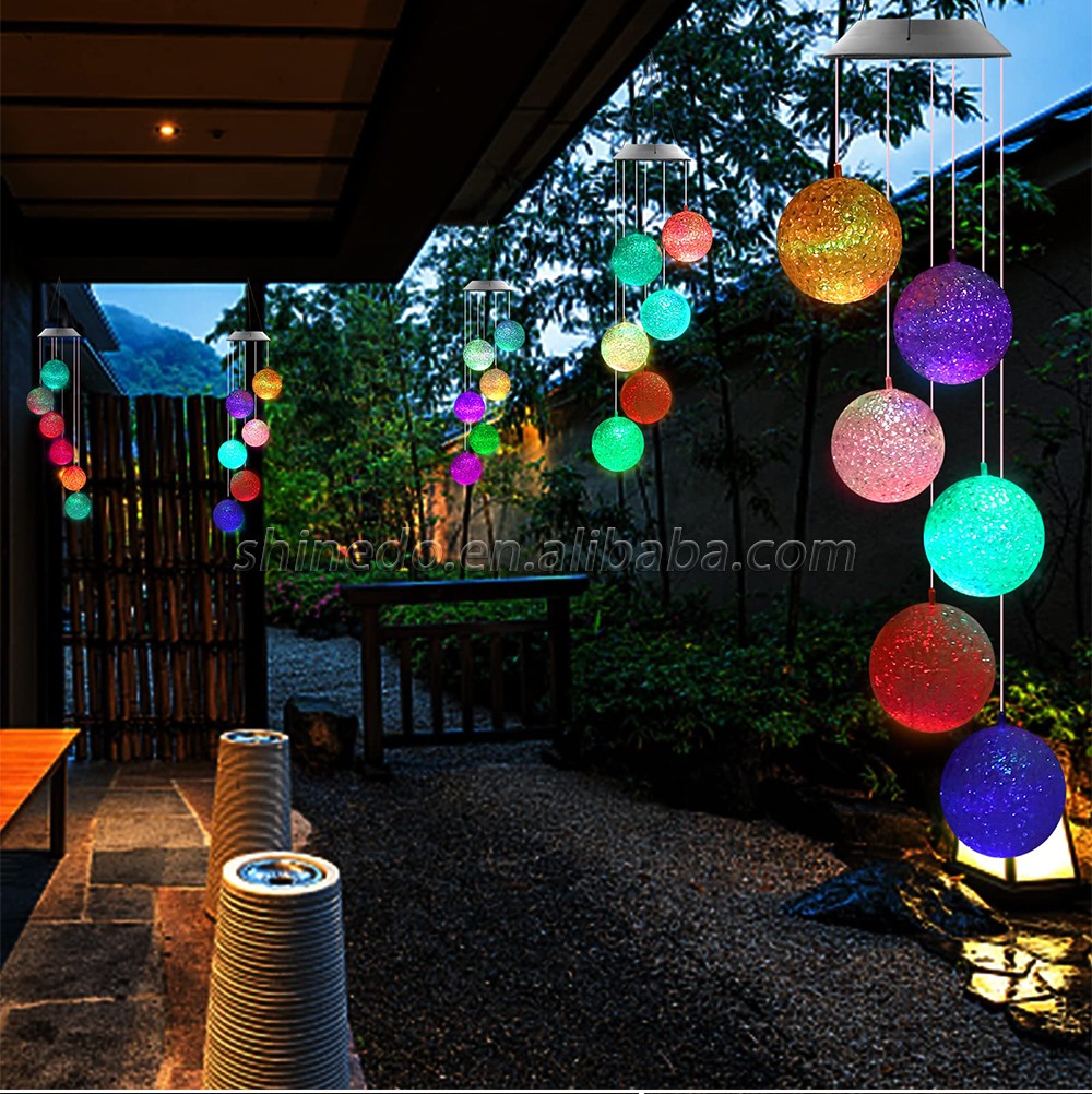 Crystal Ball Solar Wind Chimes Color-Changing Lights, Best Gifts for Loved Ones, Windchimes Unique Outdoor Decor