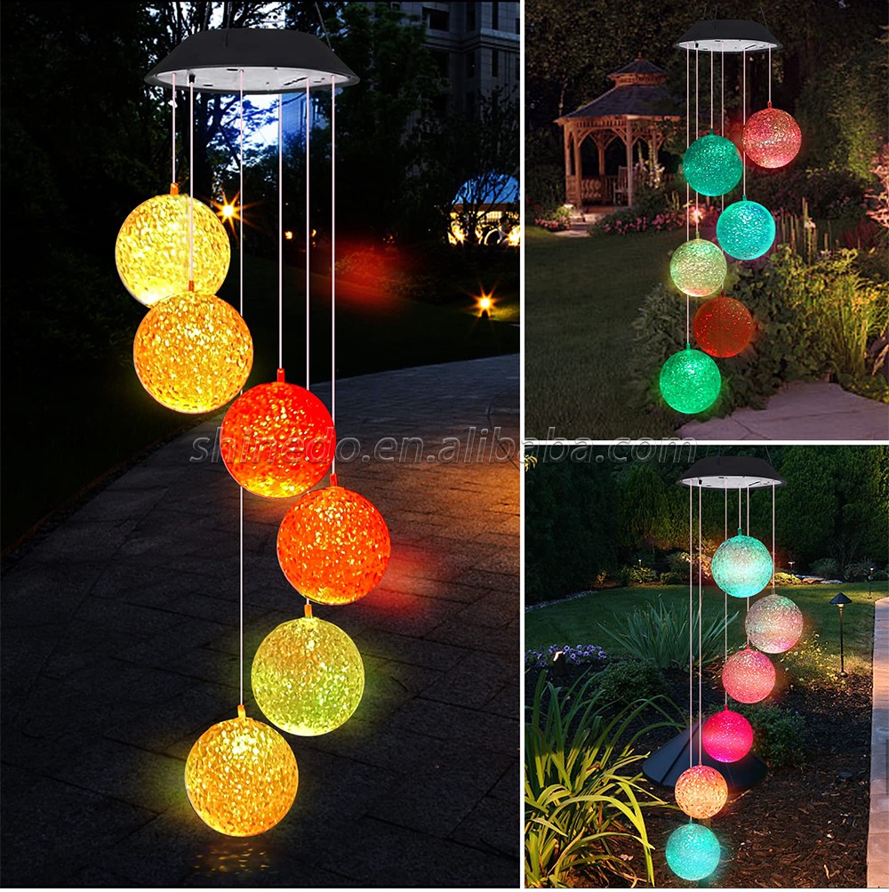 Crystal Ball Solar Wind Chimes Color-Changing Lights, Best Gifts for Loved Ones, Windchimes Unique Outdoor Decor