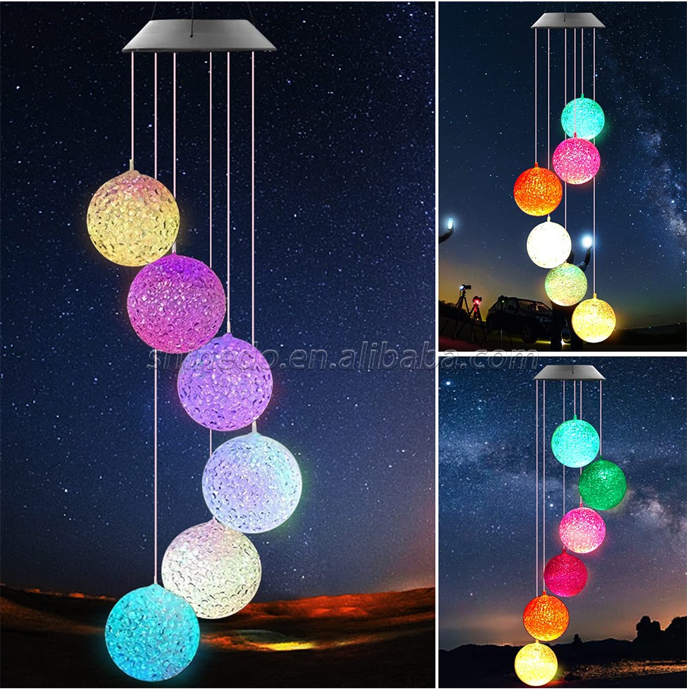 Crystal Ball Solar Wind Chimes Color-Changing Lights, Best Gifts for Loved Ones, Windchimes Unique Outdoor Decor