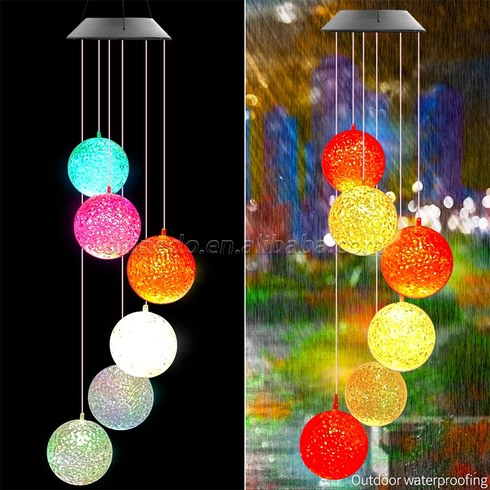 Crystal Ball Solar Wind Chimes Color-Changing Lights, Best Gifts for Loved Ones, Windchimes Unique Outdoor Decor