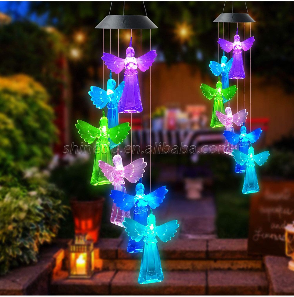 Solar Wind Chime Decorative Angel Chime Memorial Wind Chime for Festival and Family Gift