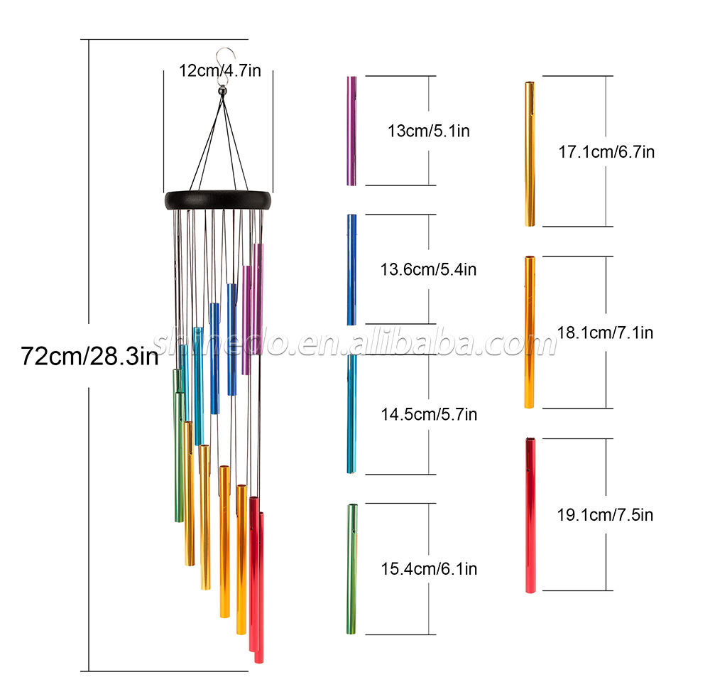 Soothing Sound Wind Chimes Outdoor, 29 Inches Metal Wind Chimes with 14 Colorful Aluminum Alloy Tubes Deep Tone