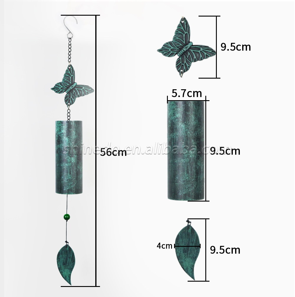 Green Butterfly Deep Tone Memorial Wind Chime Outside Heavy Duty Wind Chime Deep Resonance Serenity Bell for Outdoor and Home