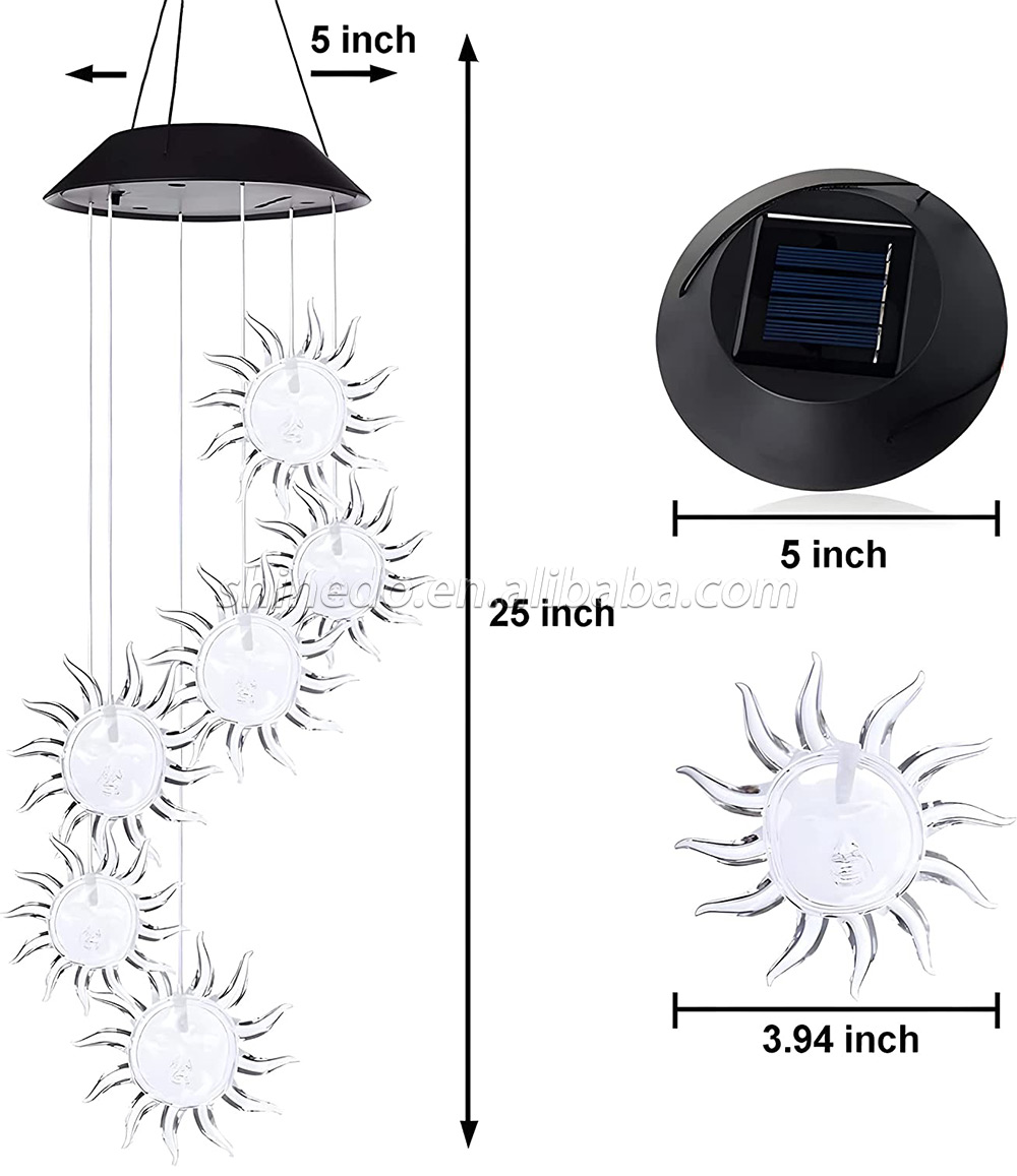 Shinedo Sunflower Wind Chime Outdoor Solar Wind Chime Sympathy Wind Chime for Garden and Home Decoration