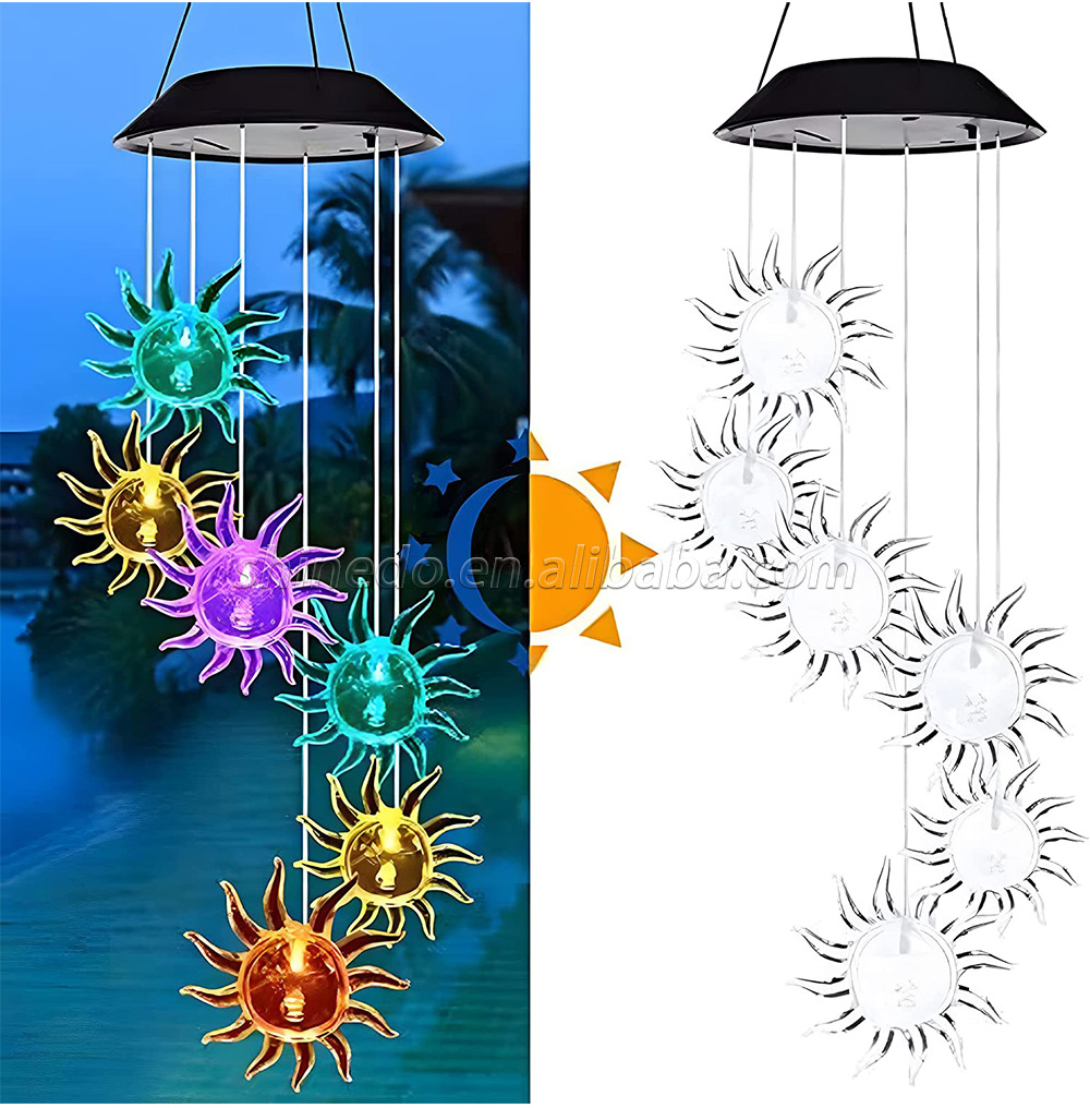 Shinedo Sunflower Wind Chime Outdoor Solar Wind Chime Sympathy Wind Chime for Garden and Home Decoration