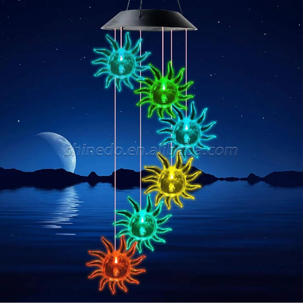 Shinedo Sunflower Wind Chime Outdoor Solar Wind Chime Sympathy Wind Chime for Garden and Home Decoration
