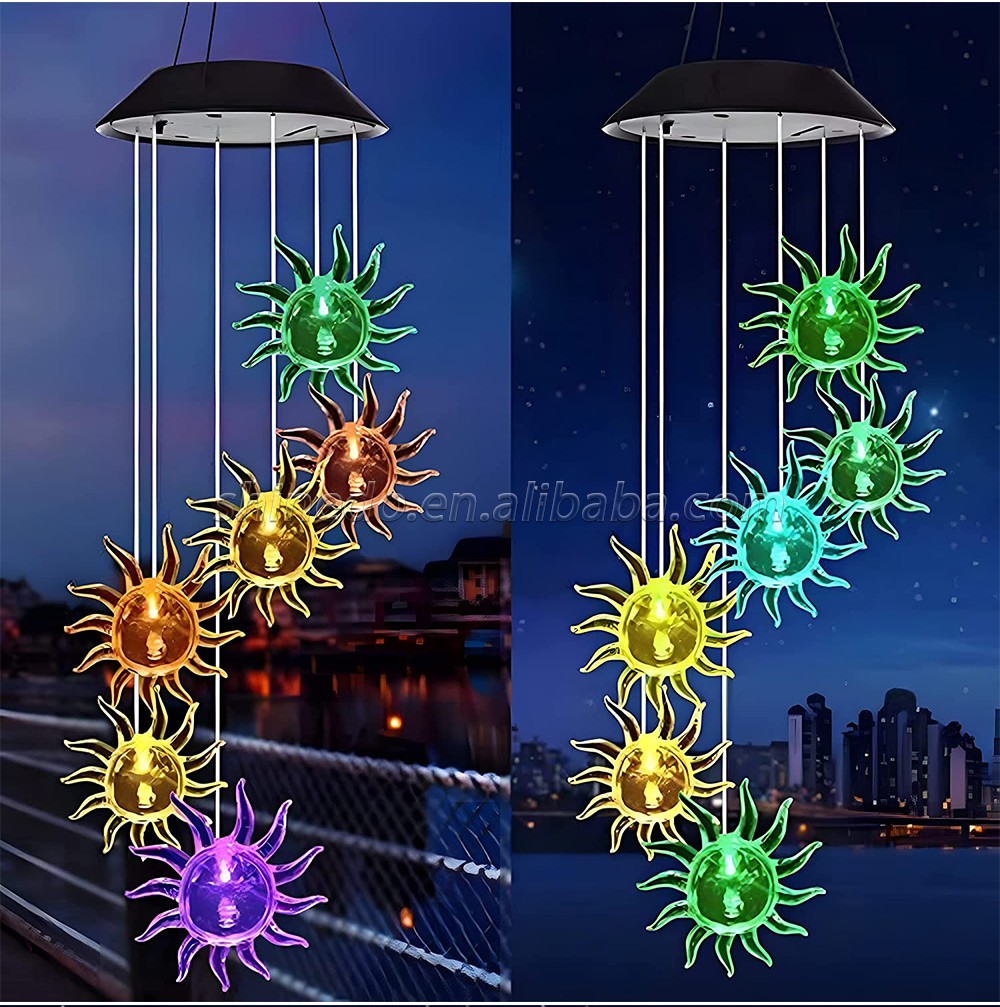 Shinedo Sunflower Wind Chime Outdoor Solar Wind Chime Sympathy Wind Chime for Garden and Home Decoration