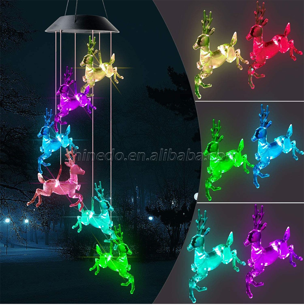 Memorial Elk Deer Wind Chimes Christmas Decor Solar Wind Chimes Outdoor Indoor Gifts Garden Decor