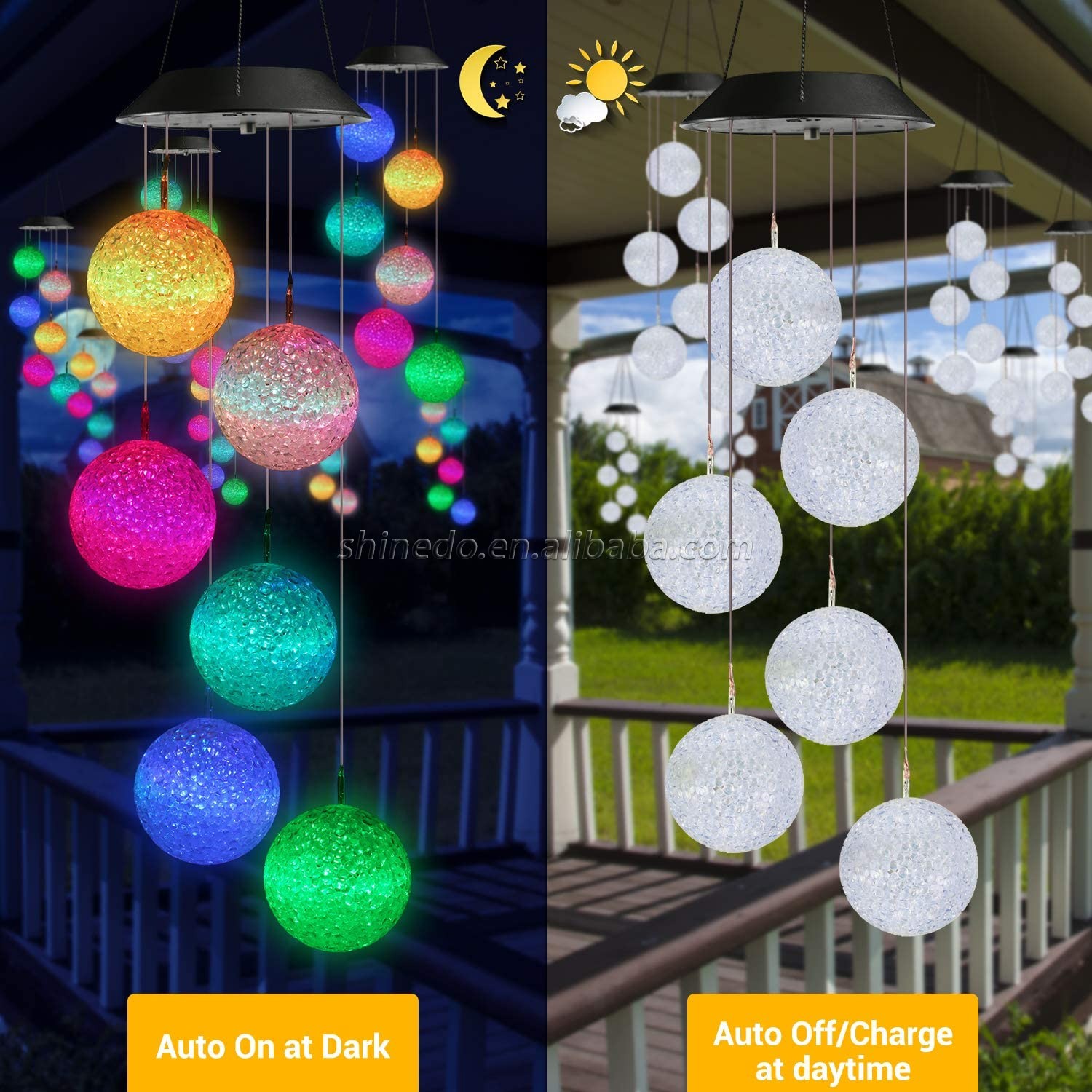 Outdoor Amazing Design Style Waterproof Home Garden RGB Memorial Wind Chime Light