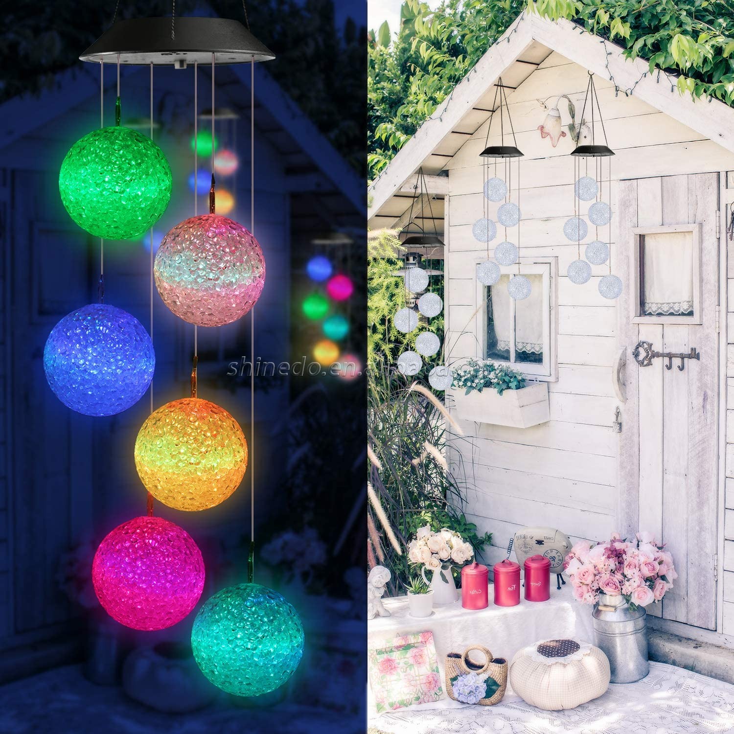 Outdoor Amazing Design Style Waterproof Home Garden RGB Memorial Wind Chime Light