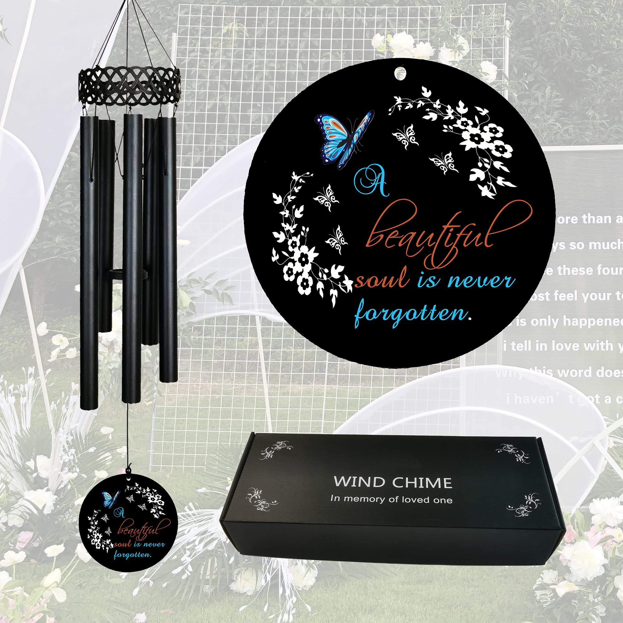 Unique Sympathy Bereavement Gifts Garden Memorial Metal Wind Chimes for Family Member