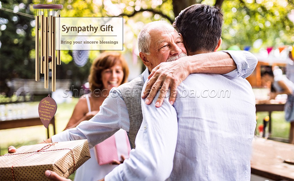 WindChime Memorial Sympathy Wind Chimes with Golden Aluminium Tub