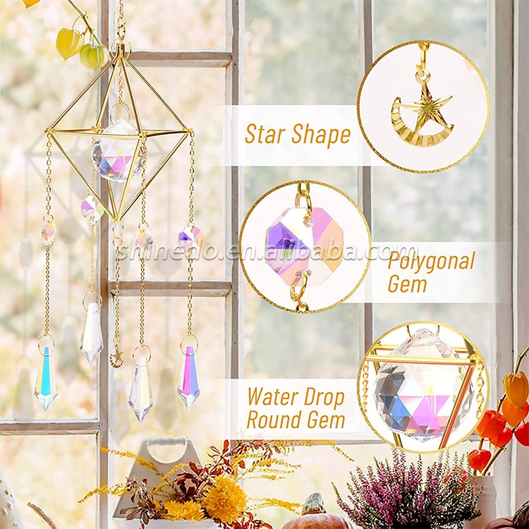 Sun Catchers with Crystals, Indoor Hanging Prism Crystals Rainbow Maker Suncatcher