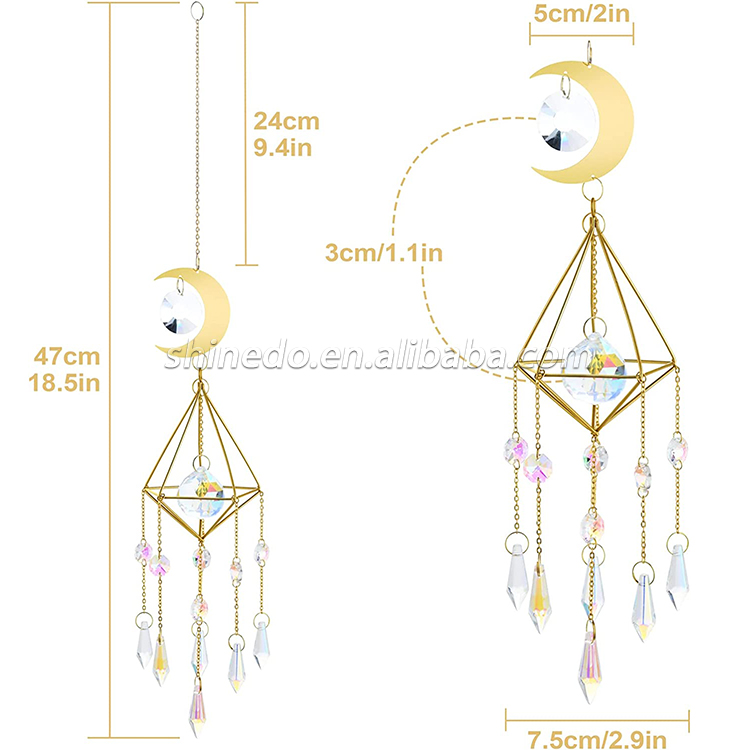 Crescent Moon Crystal Suncatcher Hanging, Light Sun Catcher with Crystal Prisms for Home Window Decornt