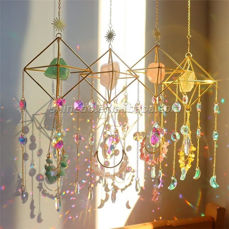 New crystal wind chimes pendant, colorful sun refraction light home decoration, Sun Catcher