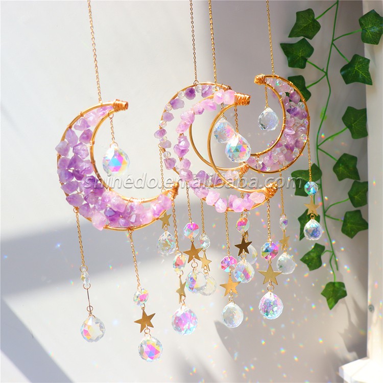 Crystal crescent pendant home decoration wind chimes