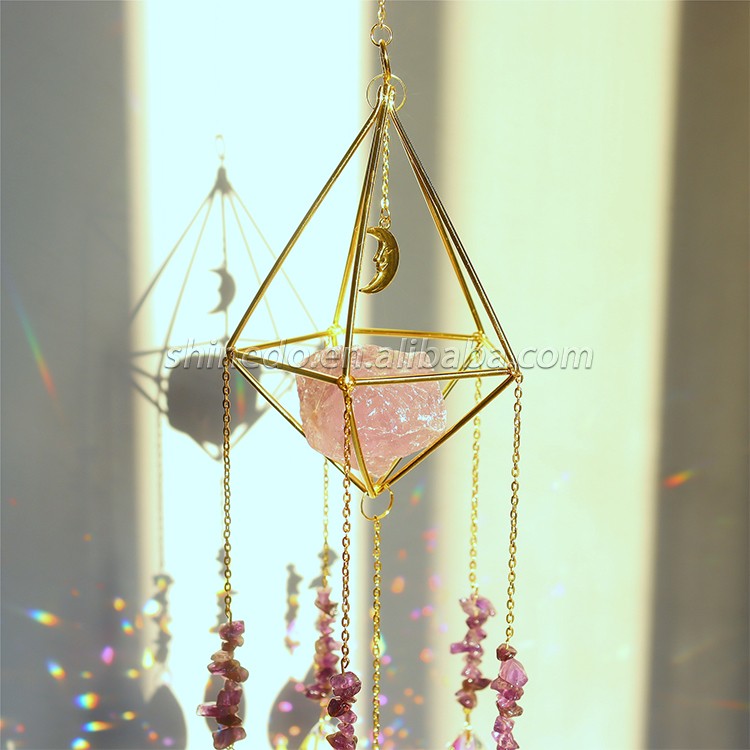 Crystal Suncatcher - Purple Chakra Stone Crystal Pendant Prism Crystal Lighting Pendant Window Hanging Rainbow Maker