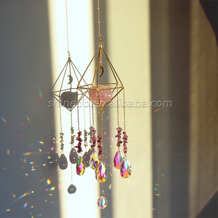 Crystal Suncatcher - Purple Chakra Stone Crystal Pendant Prism Crystal Lighting Pendant Window Hanging Rainbow Maker