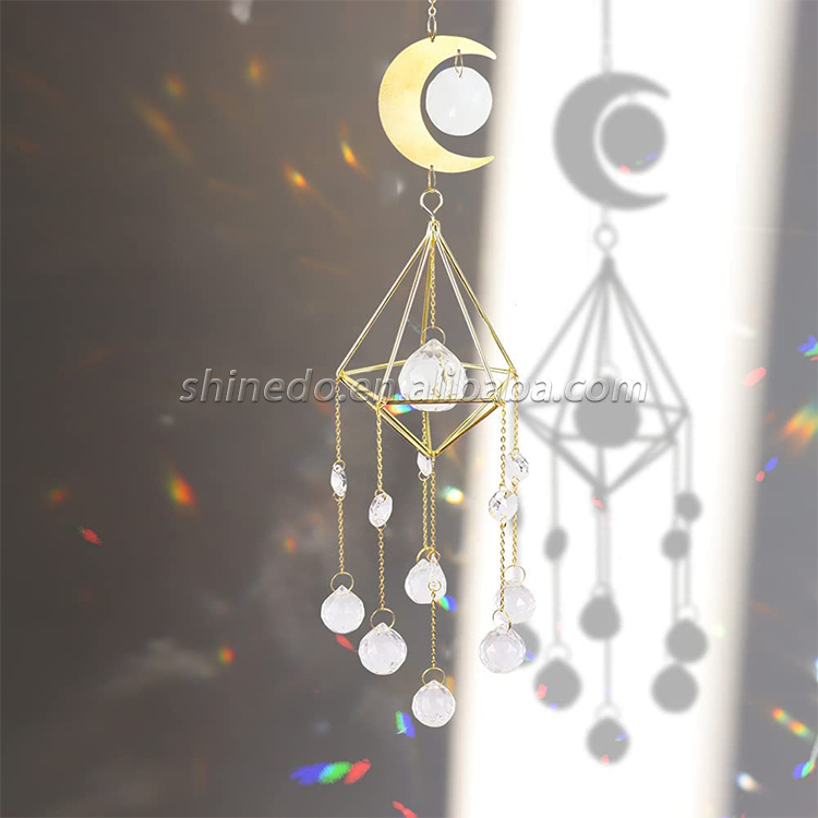 Crystal Hanging Decorations Window Hanging Ornament Crystal Prisms Pendant Window Rainbow Maker Sun Catchers with Chain(white)