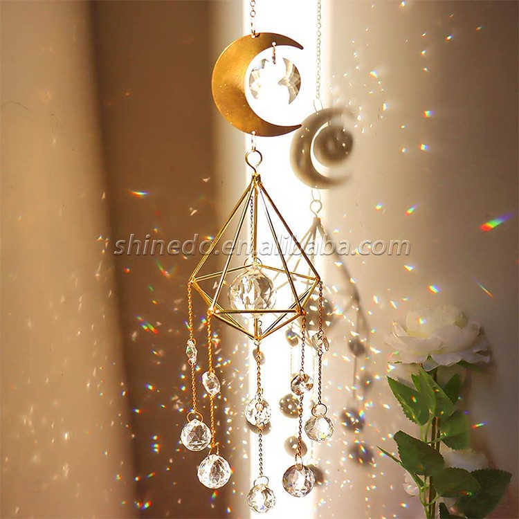 Crystal Hanging Decorations Window Hanging Ornament Crystal Prisms Pendant Window Rainbow Maker Sun Catchers with Chain(white)