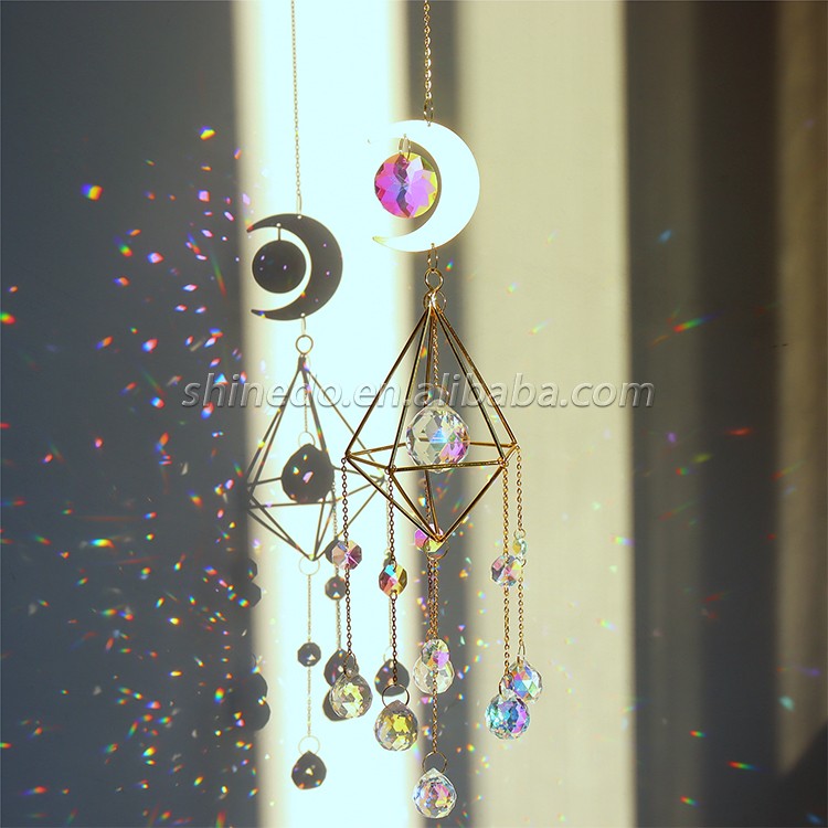 Crystal Hanging Decorations Window Hanging Ornament Crystal Prisms Pendant Window Rainbow Maker Sun Catchers with Chain(RGB)
