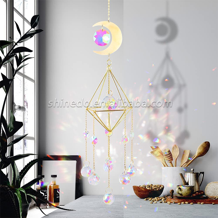 Crystal Hanging Decorations Window Hanging Ornament Crystal Prisms Pendant Window Rainbow Maker Sun Catchers with Chain(RGB)