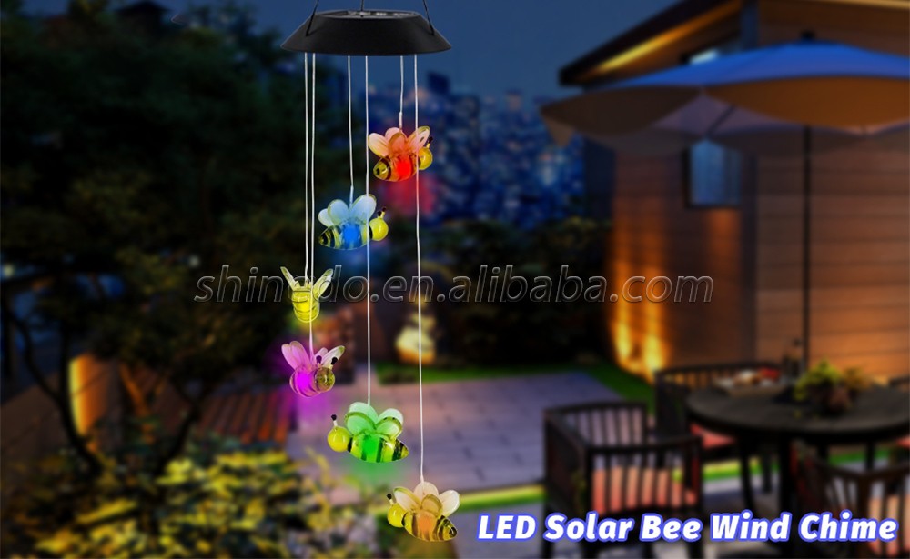 LED Solar Bee Wind Chime, 25