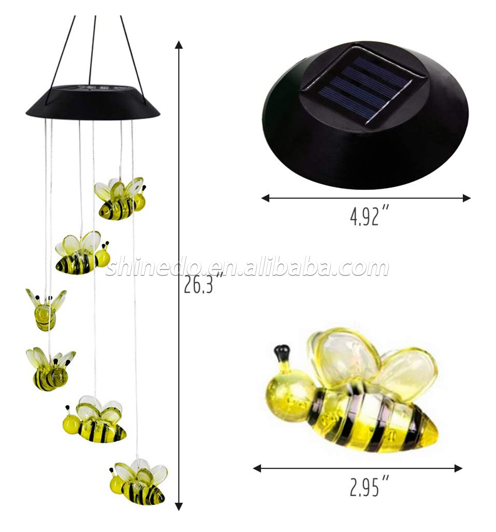 LED Solar Bee Wind Chime, 25