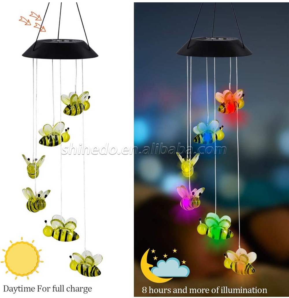 LED Solar Bee Wind Chime, 25