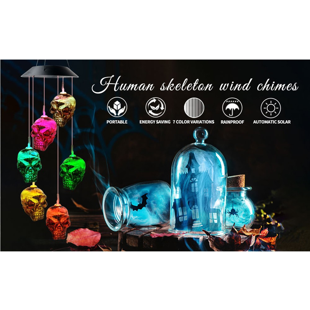 Skull Wind Chimes Solar Garden Light mom Gift Wind chimes Garden Gift Christmas Wind Chimes