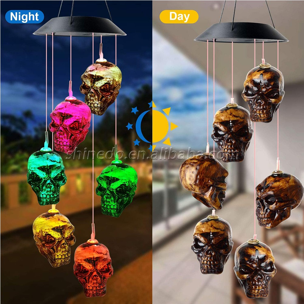 Skull Wind Chimes Solar Garden Light mom Gift Wind chimes Garden Gift Christmas Wind Chimes