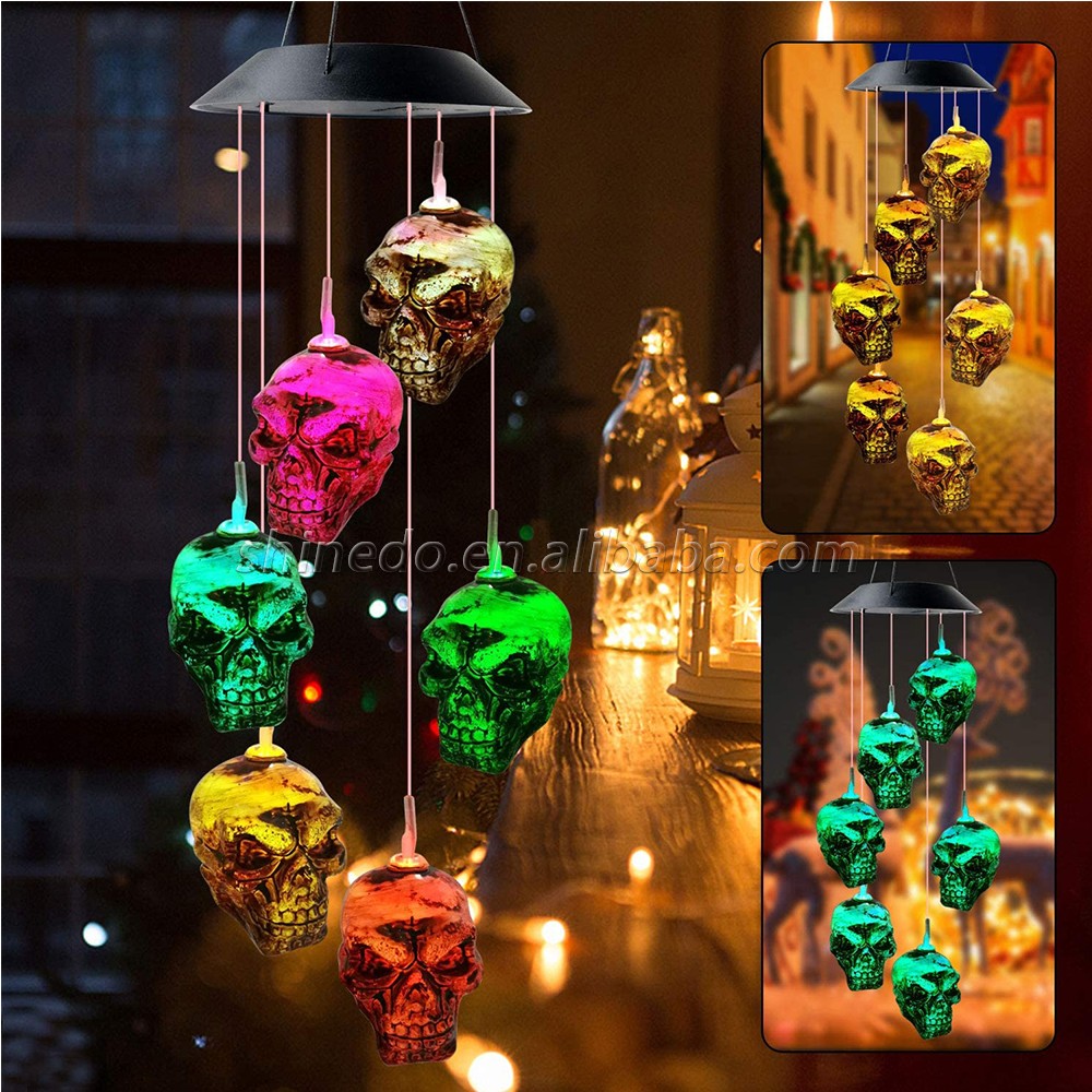 Skull Wind Chimes Solar Garden Light mom Gift Wind chimes Garden Gift Christmas Wind Chimes