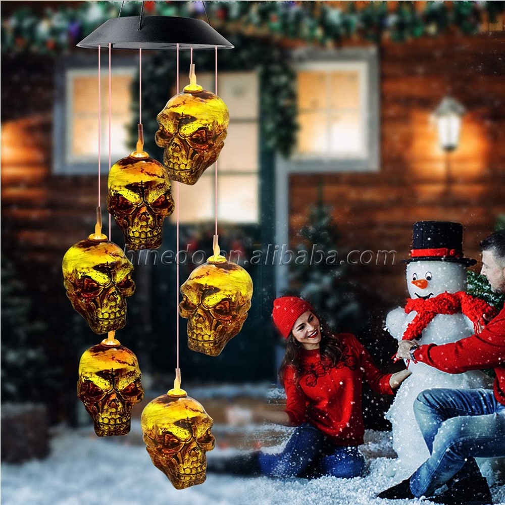 Skull Wind Chimes Solar Garden Light mom Gift Wind chimes Garden Gift Christmas Wind Chimes