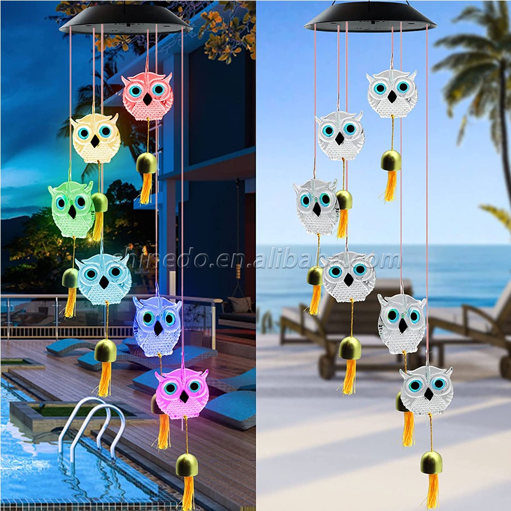 Solar Owl Wind Chimes, Thanksgiving/Christmas/Birthday Gifts for Mom/Grandma